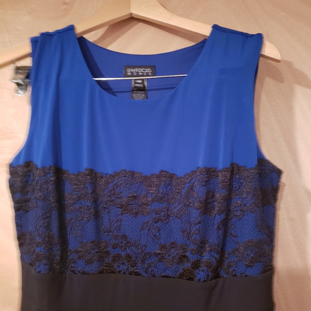 Royal and Black with lace skater dress Enfocus